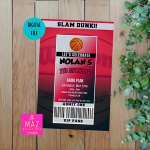 Houston Rockets - Basketball NBA themed Birthday Invitations - DIGITAL PRINT