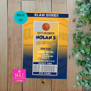 Indiana Pacers - Basketball NBA themed Birthday Invitations - DIGITAL PRINT
