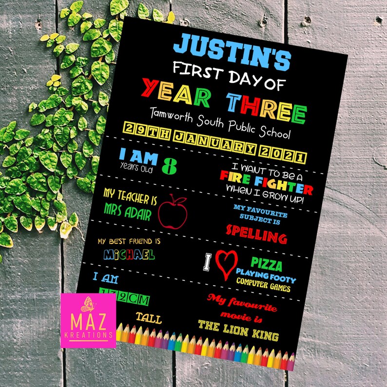 First Day of School Boy DIGITAL PRINT - Etsy Australia