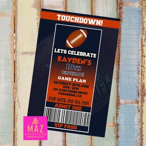 Bears - Football themed Birthday Invitations - DIGITAL PRINT