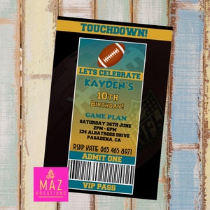 Jaguars - Football themed Birthday Invitations - DIGITAL PRINT