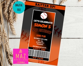 Orioles - Baseball themed Birthday Invitations - DIGITAL PRINT