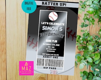 White Sox - Baseball themed Birthday Invitations - DIGITAL PRINT