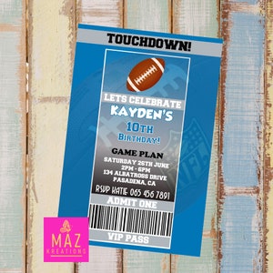 Lions - Football themed Birthday Invitations - DIGITAL PRINT