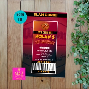 Miami Heat - Invitaciones de cumpleaños con temática de baloncesto de la NBA - IMPRESIÓN DIGITAL