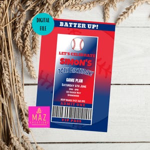 Invito di compleanno a tema baseball modificabile / Modello per festa ispirato ai Philadelphia Phillies (file digitale)