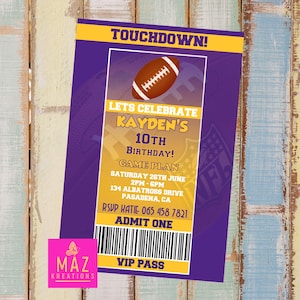 Vikings - football themed Birthday Invitations - DIGITAL PRINT