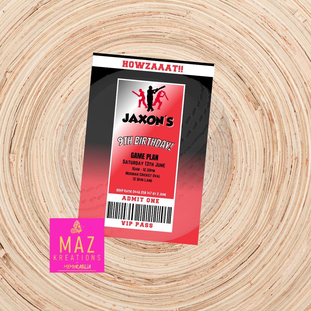 Melbourne Renegades - BBL Cricket themed Birthday Invitations - DIGITAL PRINT