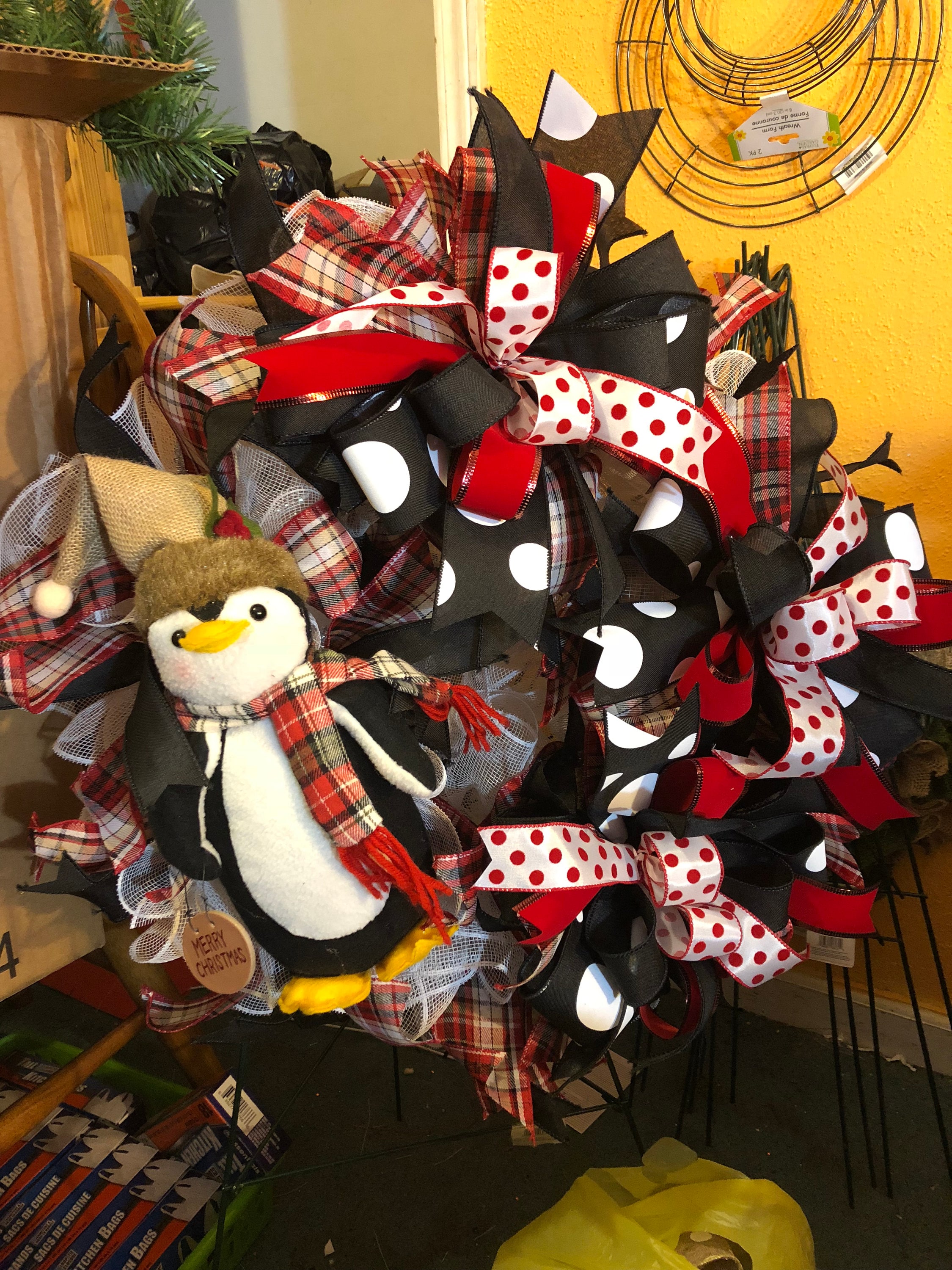 Penguin Wreath Penguin decorations Christmas Wreath