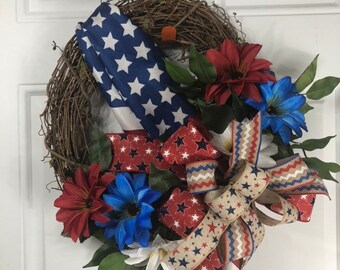 Ready to ship, Patriotic wreath, wreath, front door decor, best patriotic wreath, summer wreath, spring wreath, front porch decor