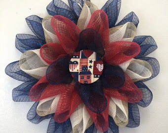 Patriotic flower, flower wreath, front door wreath, porch decor, front door decor