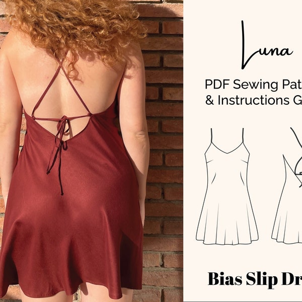 Luna Bias Slip Dress Sewing Pattern | Sizes US 0-18, UK 4-22, EU 30-48 | Digital pdf Pattern | Instant Download | A4, letter, A0 sizes