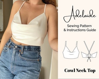 Cowl Neck Cami Sewing Pattern | Adelaide Cross Back Top (PDF Pattern)
