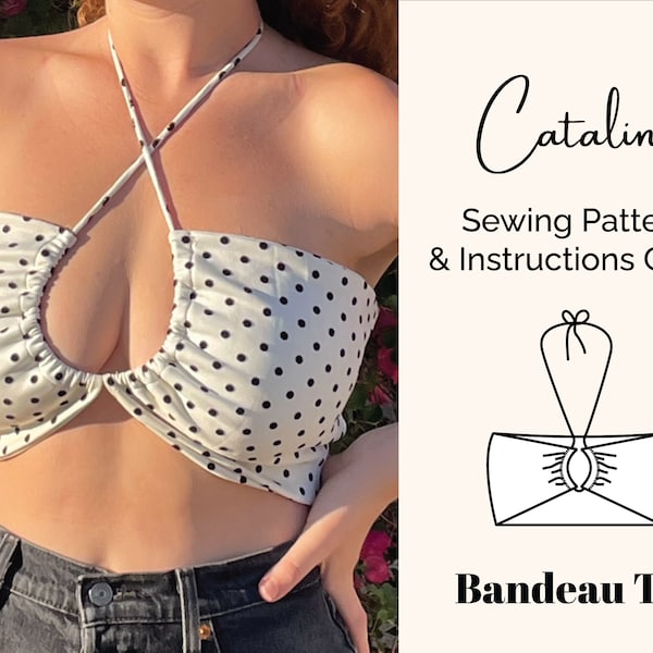 Halter Top Pattern | Knit Bandeau Going Out Top | Beginner Sewing Pattern | Sizes XXS-XL | Convertible Top | DIY Crop Top | Summer Top