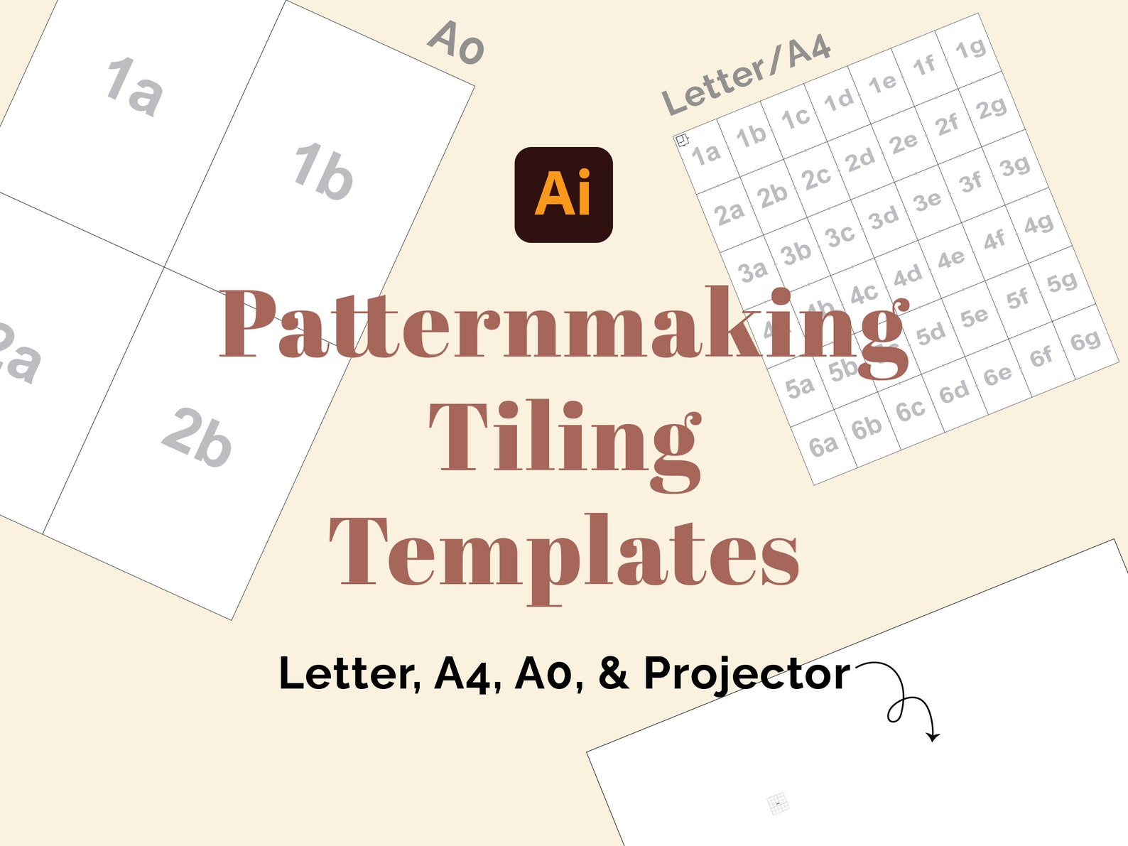 Sewing Pattern PDF Tiling Templates | Letter, A4, A0 & Projector ...
