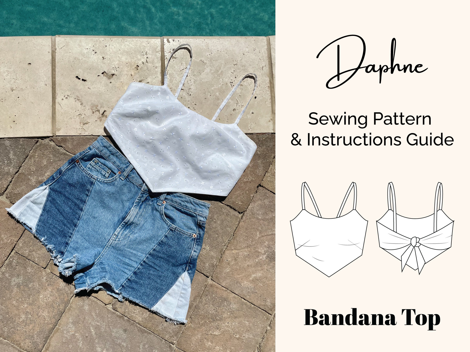 Daphne Bandana Top PDF Sewing Pattern Easy Sewing Pattern Summer Top 