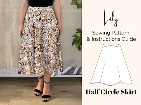 Lily Half Circle Midi Skirt PDF Sewing Pattern Beginner - Etsy
