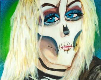 Skeleton Queen Art Print | Gothic Sugar Skull Woman Poster