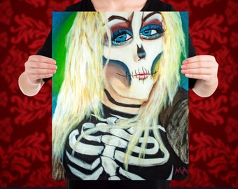 Skeleton Queen Canvas Print: Gothic Sugar Skull Art (16 x 20)