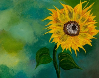 Sunflower Poster Print: "Something to Smile About" Botanical Art (16x20)