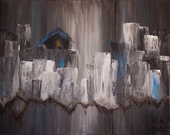 Abstract Landscape Art Print: Moody Cabin, Texas Artist (16 x 20)