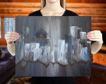 Abstract Landscape Canvas Print: Lonely Cabin Art by Michael Angelo (16x20)