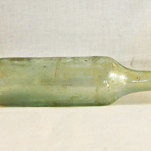 Antique Aqua Glass Torpedo Bottle: 1800s Blob Top Collectible