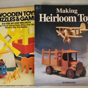 2 Paperbacks on carving toys, puzzles and games, wood carving, supplies