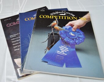 Wildfowl Carving Competition magazines, Vintage collectible, 1988, 1989, 1992, Wood Carving craft supplies