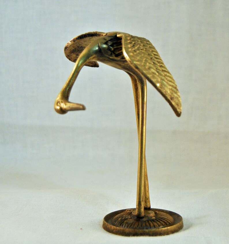 Collectible Vintage Brass Crane Figurine Brass Heron Figurine Etsy