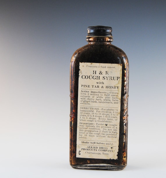 H & R Cough Syrup Bottle and Box Vintage Early 1900's Etsy Ireland