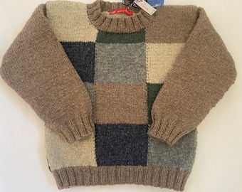 Size 128/134 Children's sweater in autumn colours hand-knitted from light, thick wool