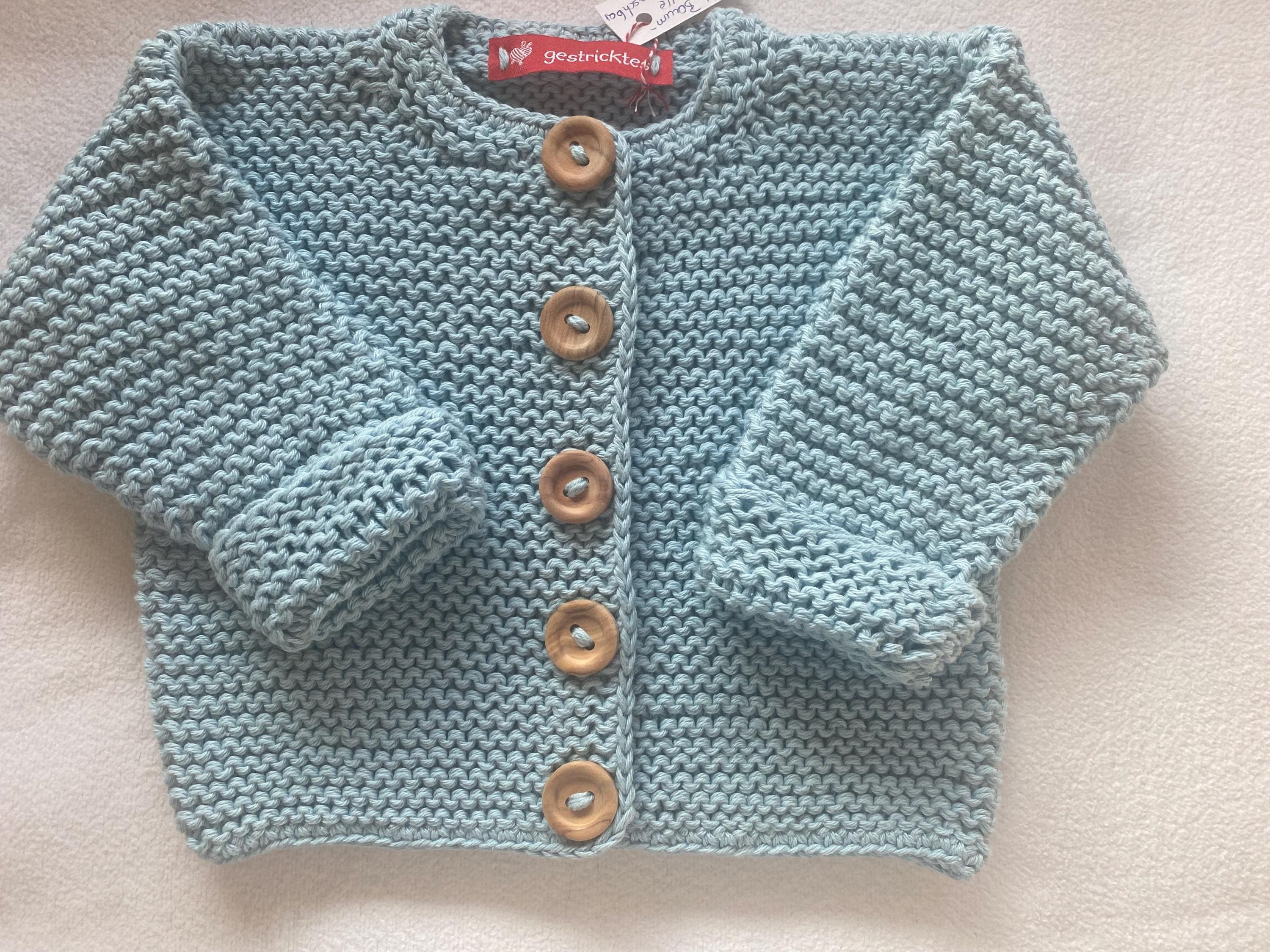 Babyjacke 68/74 in hellblau aus reiner Baumwolle kraus rechts - Main Image