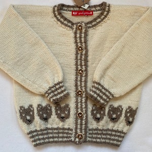 Cardigan Teddy size 116/122 made of pure new wool with alpaca, hand-knitted