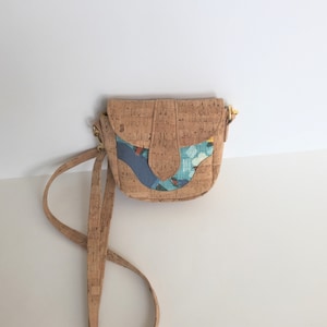 Cork Mini Purse, Cork Crossbody, Cork Shoulder Bag, Adjustable Strap Cork Bag, Floral Print Purse, Floral Print Handbag, Cork Mini Purse