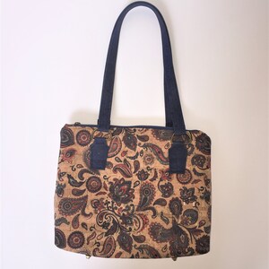 Bolso de corcho impreso Paisley, Bolso de corcho impreso, Bolso de hombro de corcho impreso, Bolso de corcho impreso Paisley, Tejido de corcho impreso, Corcho Paisley