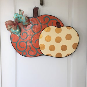 Double Pumpkin Door Hanger, Thanksgiving Door Hanger, Fall Door Hanger, Autumn Door Hanger, Fancy Pumpkins Door Hanger, Pumpkin Decor