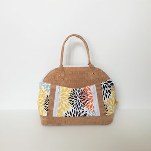Natural Cork and Fabric Handbag, Cork and Fabric Purse, Cork Tote, Cork Handbag, Cork Purse, Natural Cork Bag, Cork and Fabric Tote