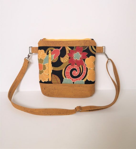 Yellow Cork Floral Purse Cork Handbag Cork Shoulder Bag Adjustable Strap Cork Bag Floral Print Purse Floral Print Handbag Cork Purse Etsy Ireland