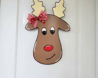 Rudolph the Red Nosed Reindeer Door Hanger, Reindeer Door Hanger, Christmas Door Hanger, Reindeer Decor, Christmas Decor, Deer Decor