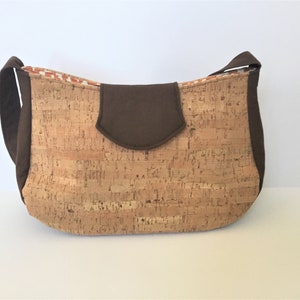 Bolso de corcho con detalles de tela de algodón, bolso de corcho, bolso de hombro de corcho, bolso de corcho vegano, bolso de tela de corcho, bolso de cuero de corcho, bolso de corcho