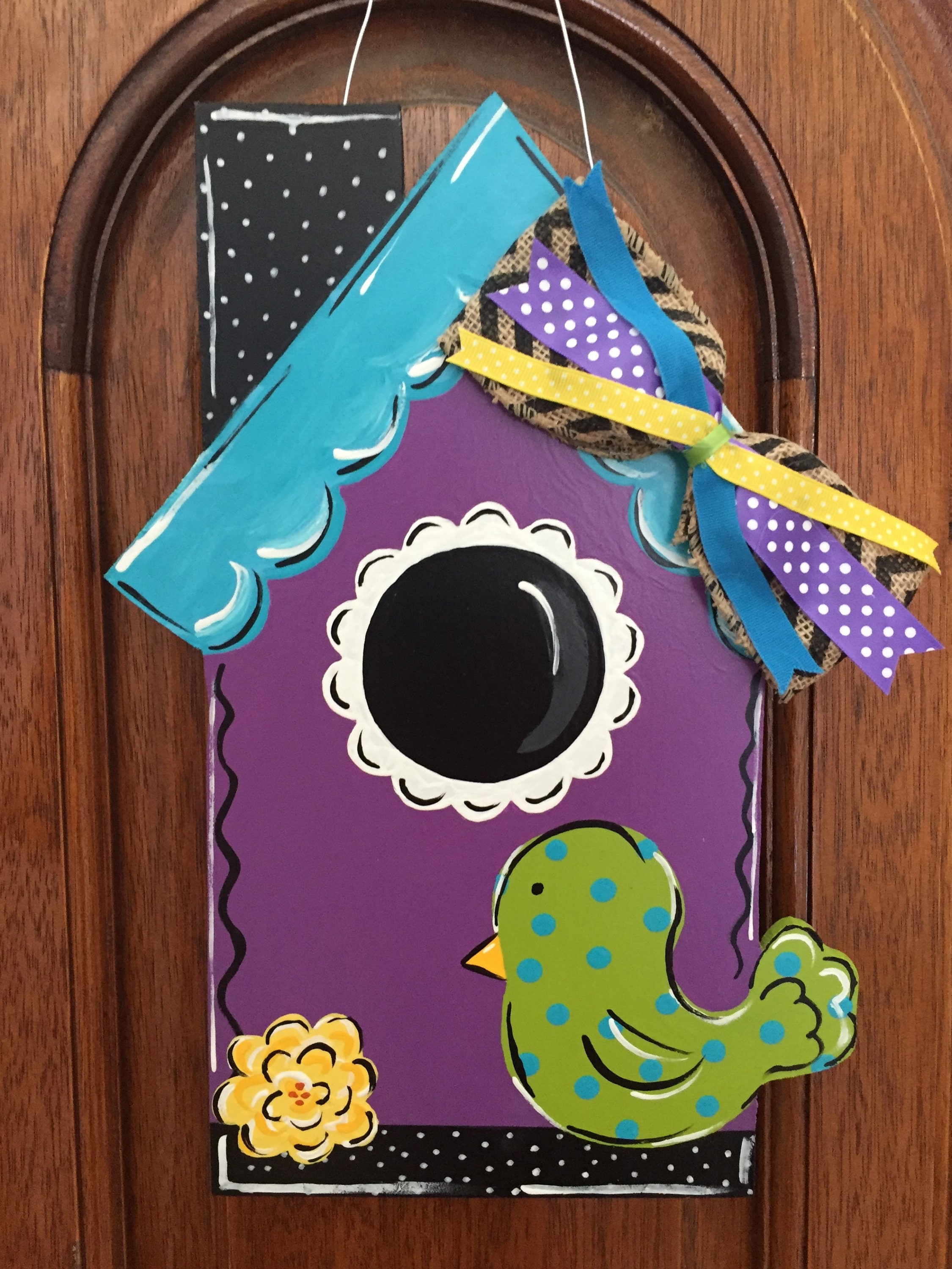 Birdhouse Door Hanger, Spring Door Hanger, Bird Door Hanger, Summer