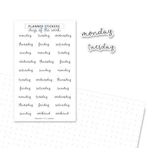 giorni della settimana, adesivi per bullet journal, adesivi mensili, adesivi per data, adesivi per pianificatore, adesivi per bullet journal, piccoli adesivi