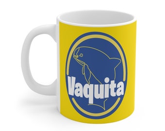 Vaquita Mug: Endangered Porpoise Design, Yellow Coffee Mug
