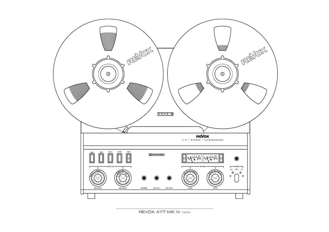 Revox A77 MKIV Reeltoreel Tape Recorder Giclée Art Poster Print Sunset Yellow Etsy