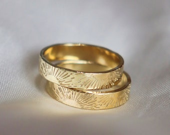 Handmade Sun Ring: Gold Vermeil Sunrise Band, Personalized Initial