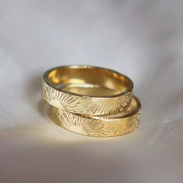 Sun ring, Sun initial ring, Sun rise ring, gold ring, dainty ring