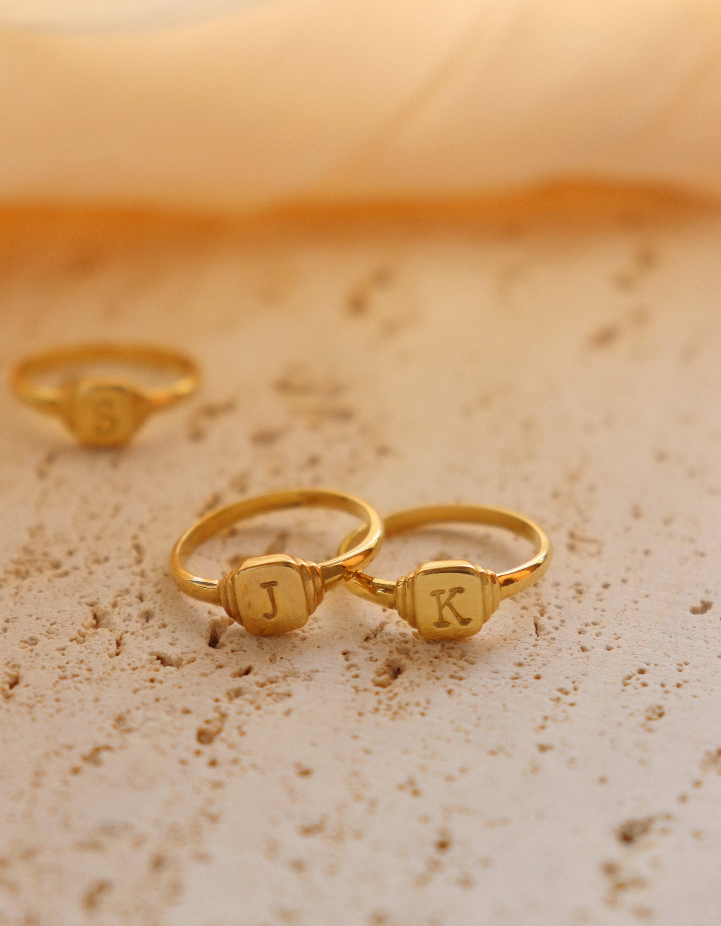 Signet Initial Ring, Personalized Signet Ring, Initial Ring, Dainty Ring, Stackable Ring, Minimalist Ring, Gift for Her