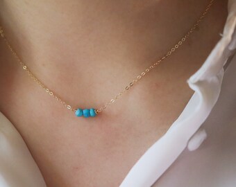 Dainty turquoise necklace, dainty necklace, gold filled necklace, December birthstone necklace, gemstone necklace