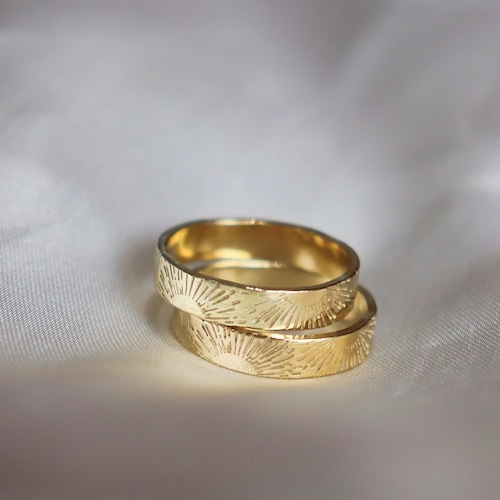 Handmade Sun Ring: Gold Vermeil Sunrise Band, Personalized Initial